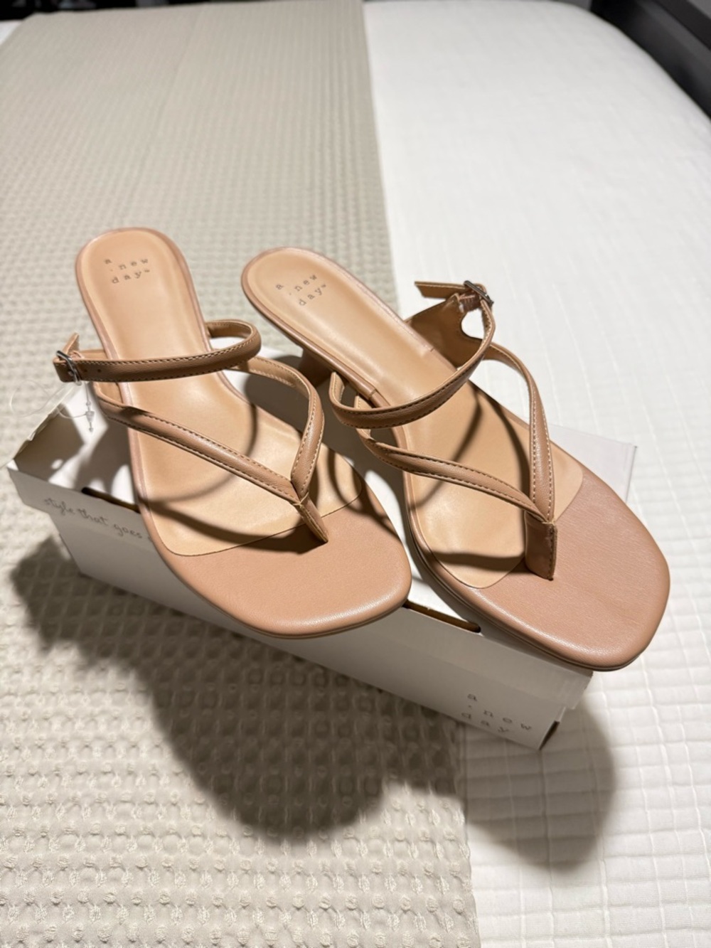 a new day Tan Strappy Thong Sandals